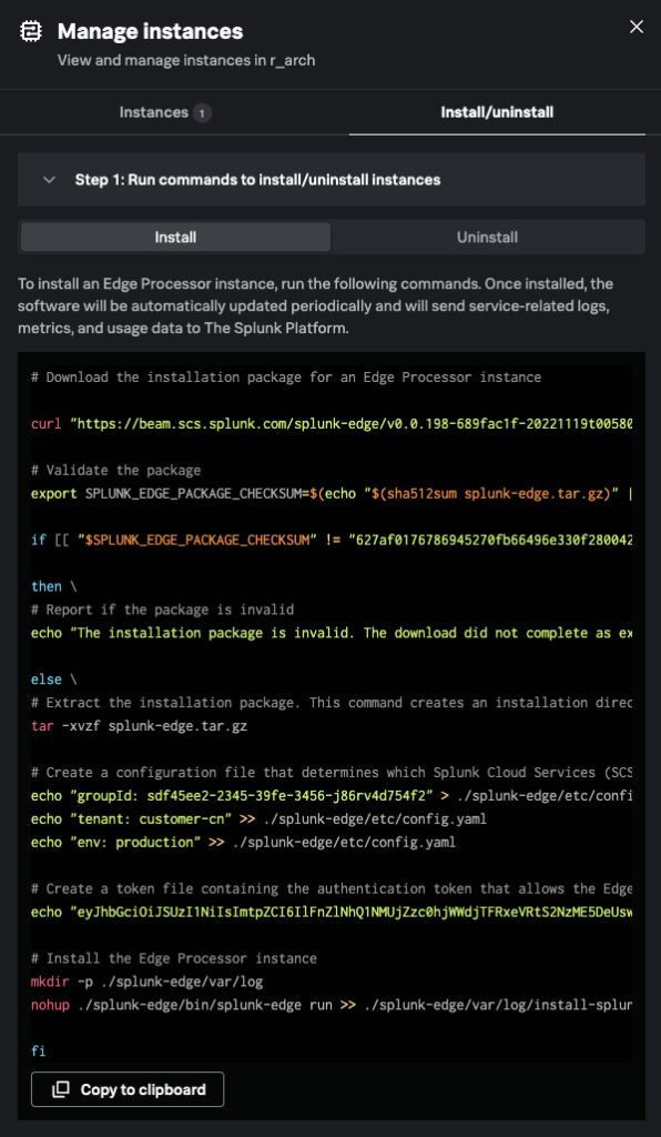 Edge Processor installation commands